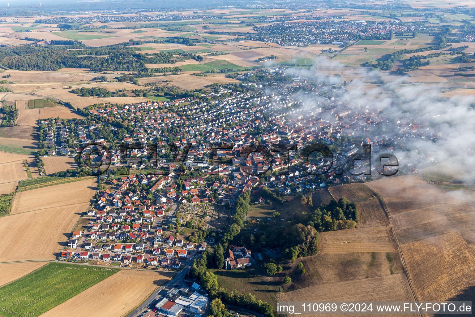 Aerial view of Groß-Bieberau in the state Hesse, Germany