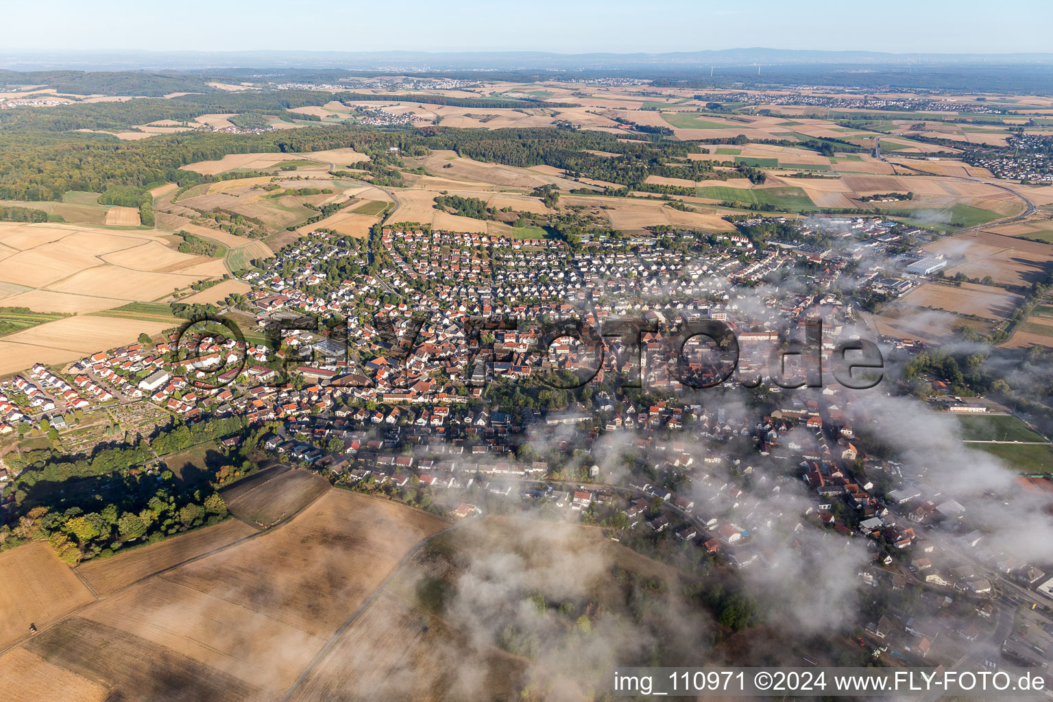 Oblique view of Groß-Bieberau in the state Hesse, Germany