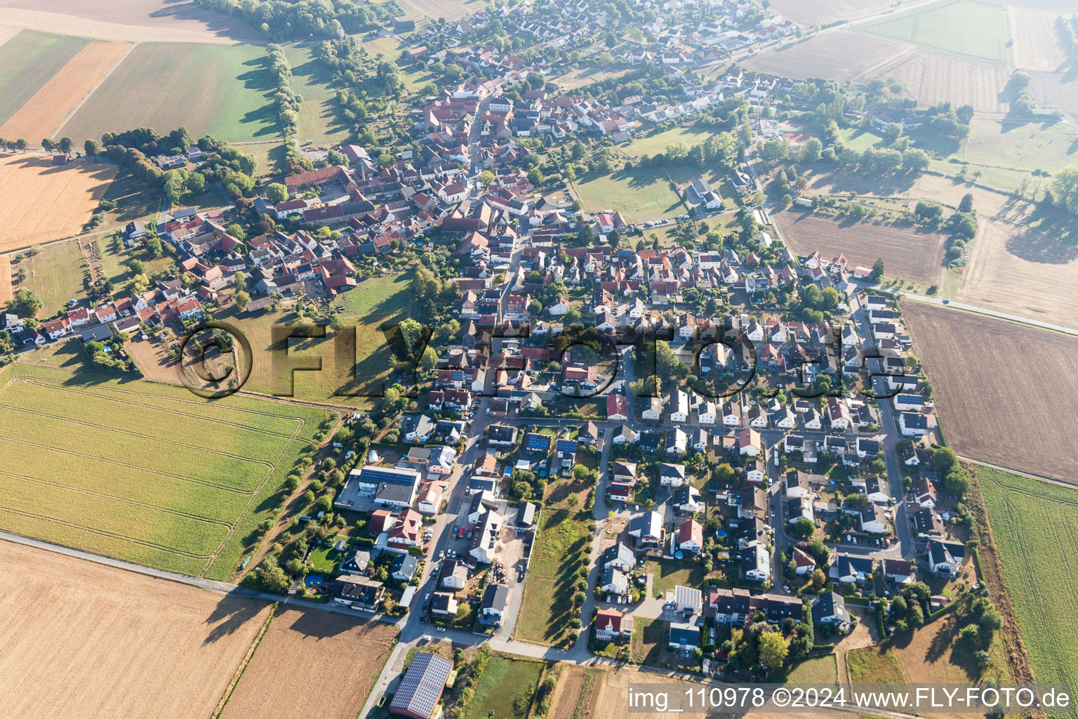 Aerial view of Habitzheim in the state Hesse, Germany