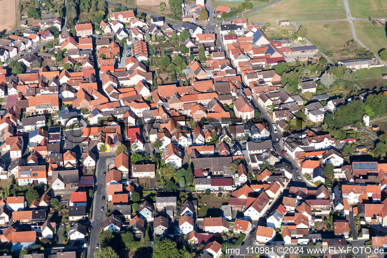 Aerial view of Semd in the state Hesse, Germany