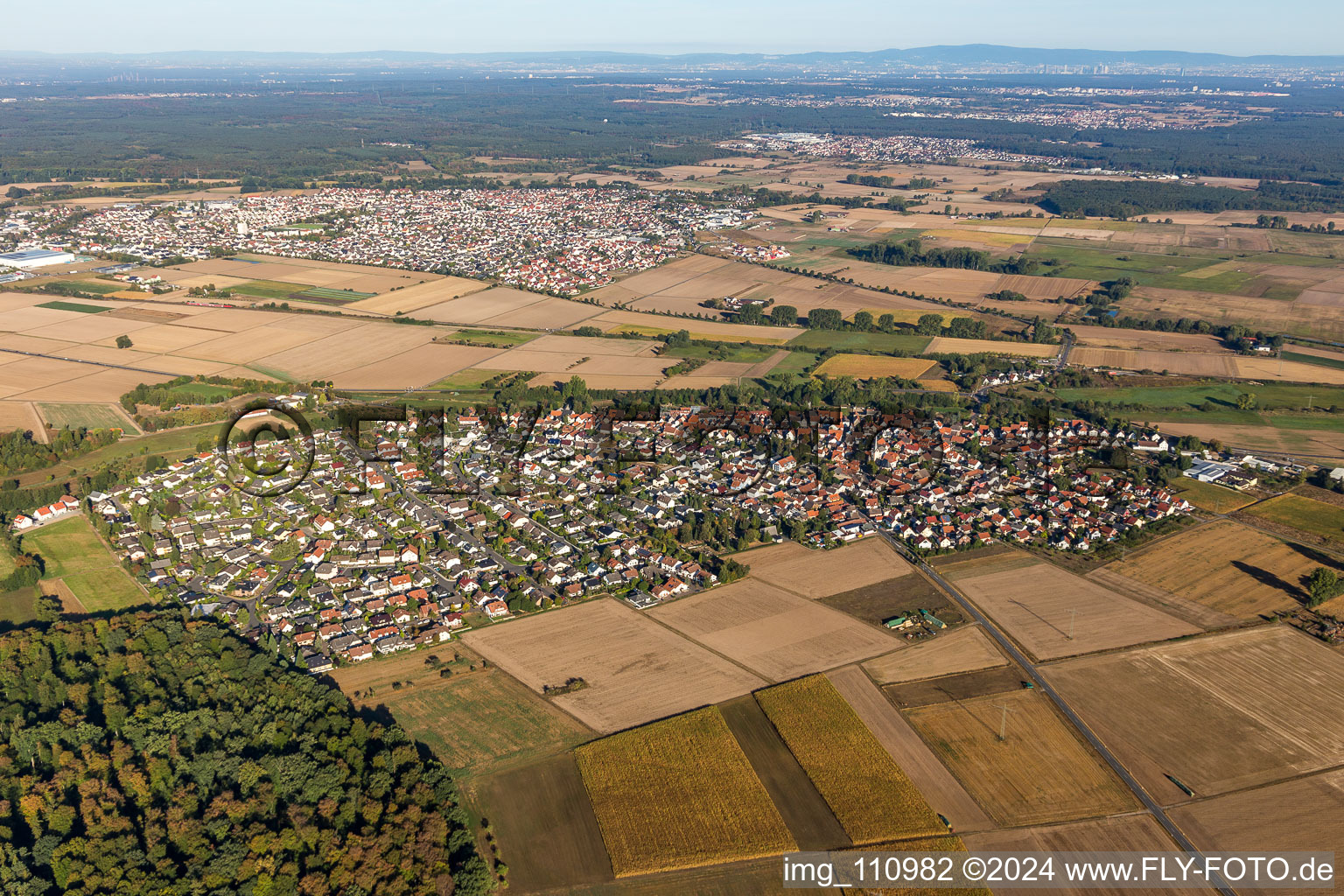 Aerial view of District Altheim in Münster in the state Hesse, Germany