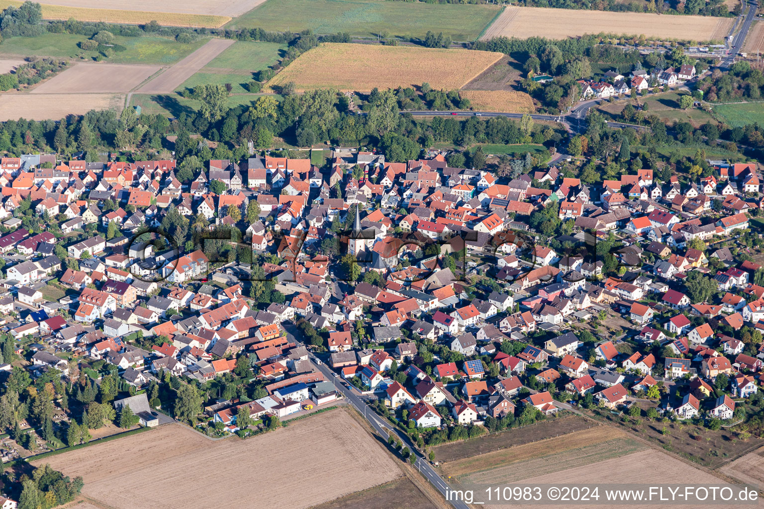 Oblique view of Altheim in the state Hesse, Germany