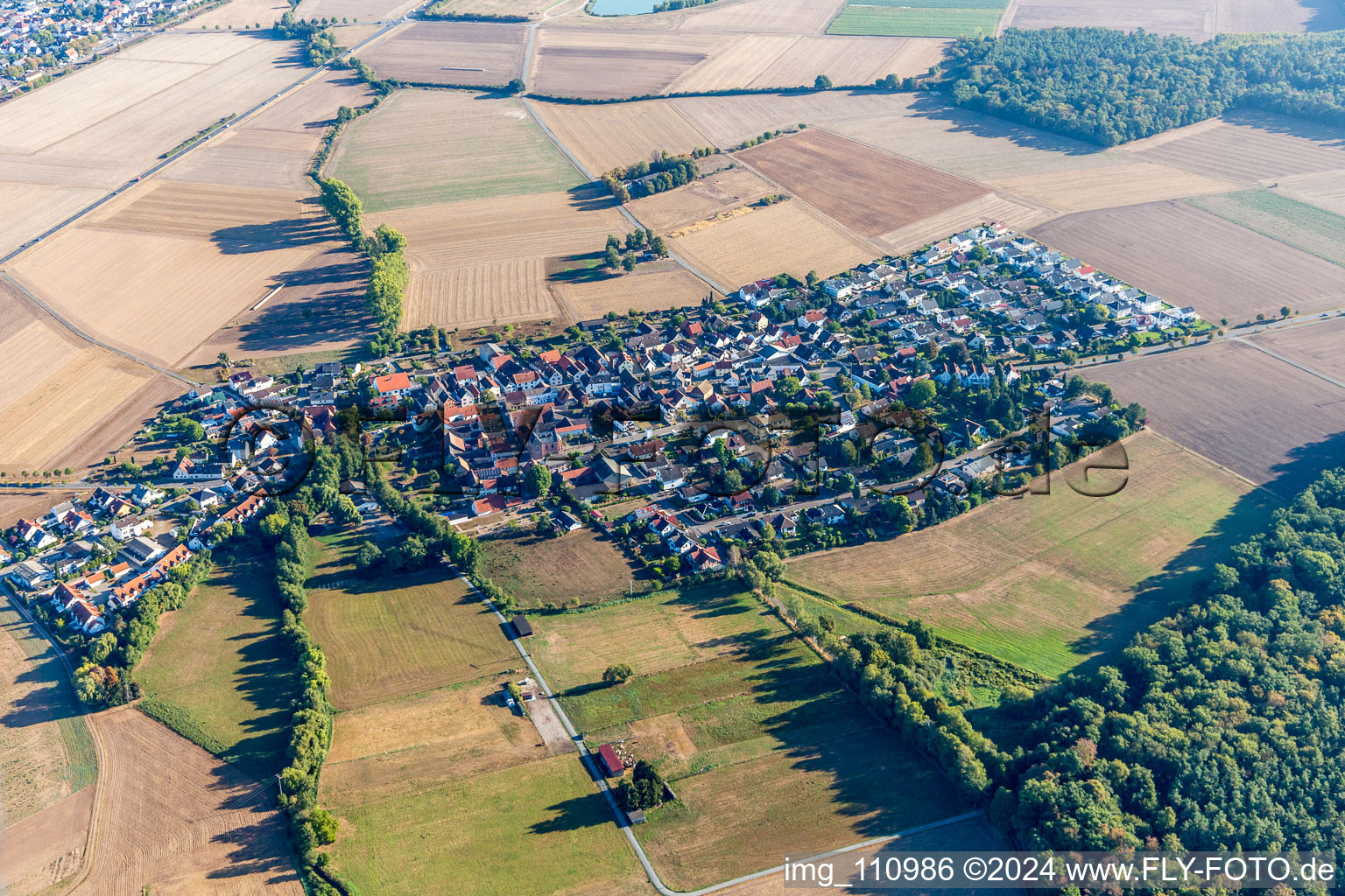 Aerial view of District Harpertshausen in Babenhausen in the state Hesse, Germany