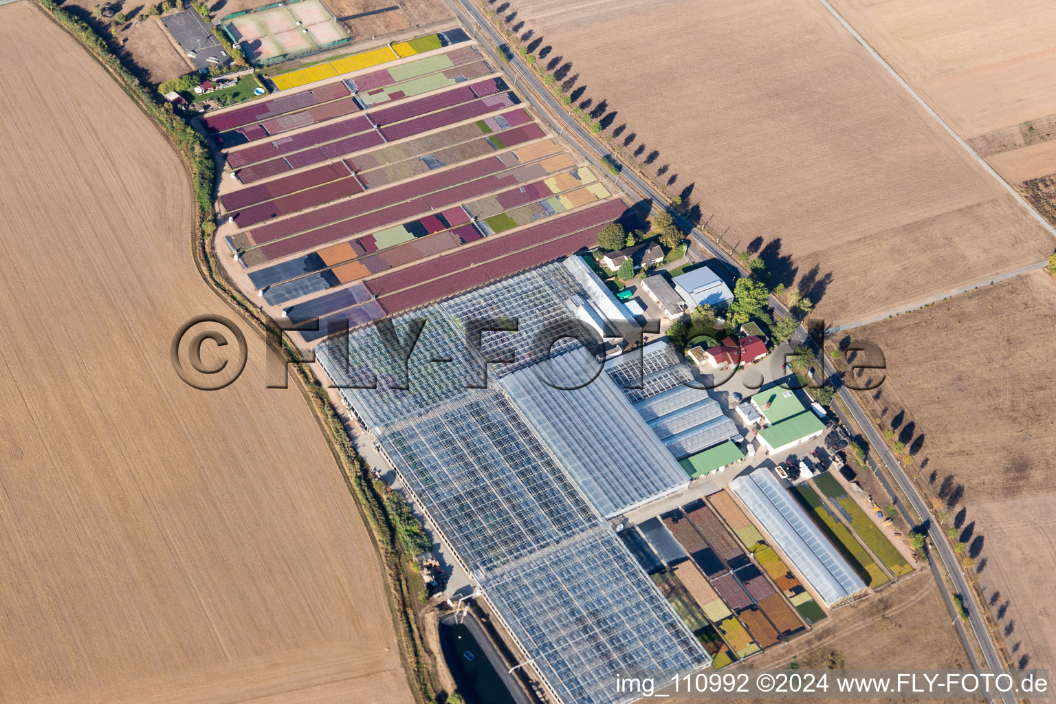 Aerial photograpy of Jörg Wolter Ute Gorges Nursery in the district Hergershausen in Babenhausen in the state Hesse, Germany