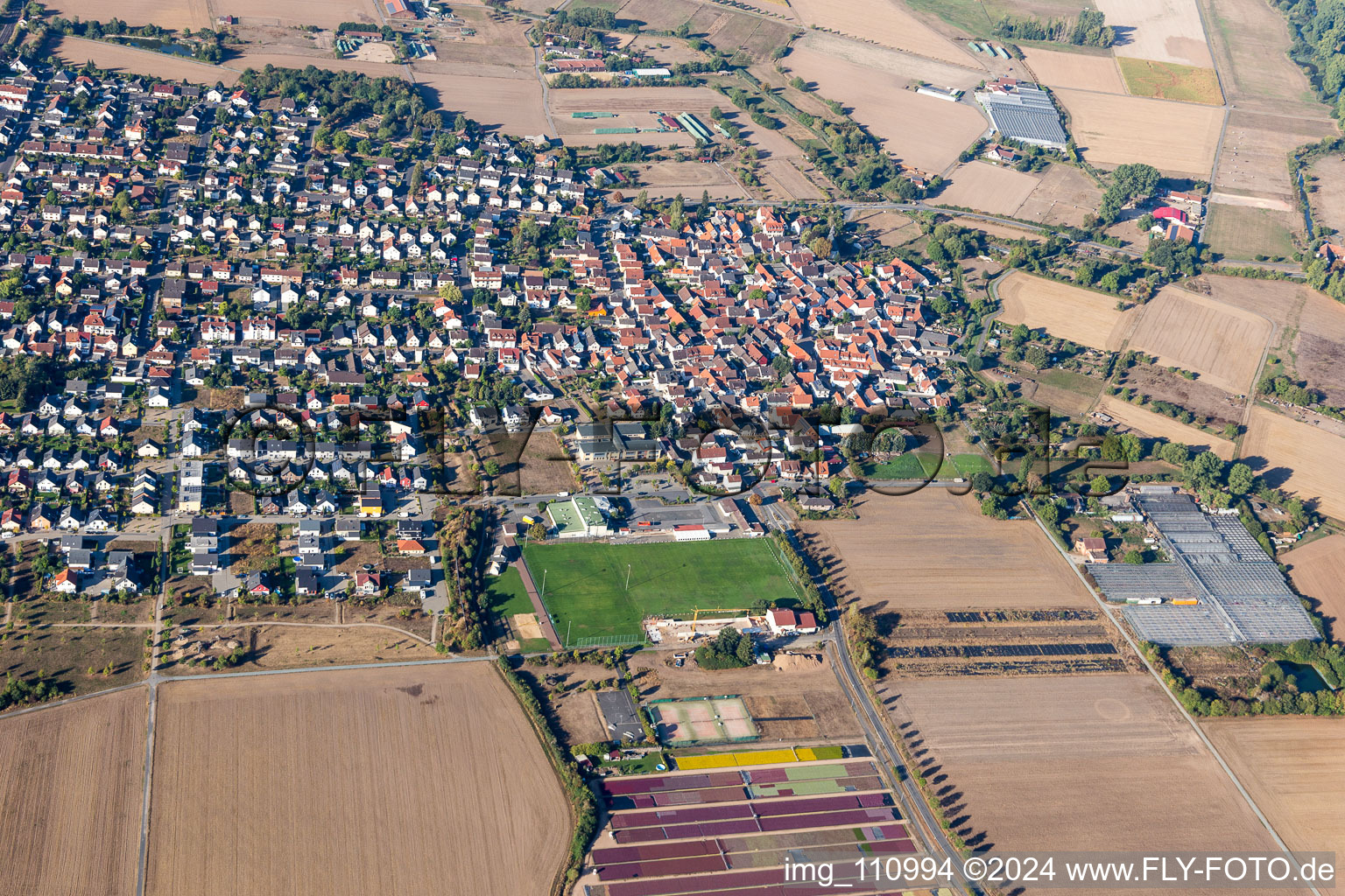 Aerial photograpy of District Hergershausen in Babenhausen in the state Hesse, Germany