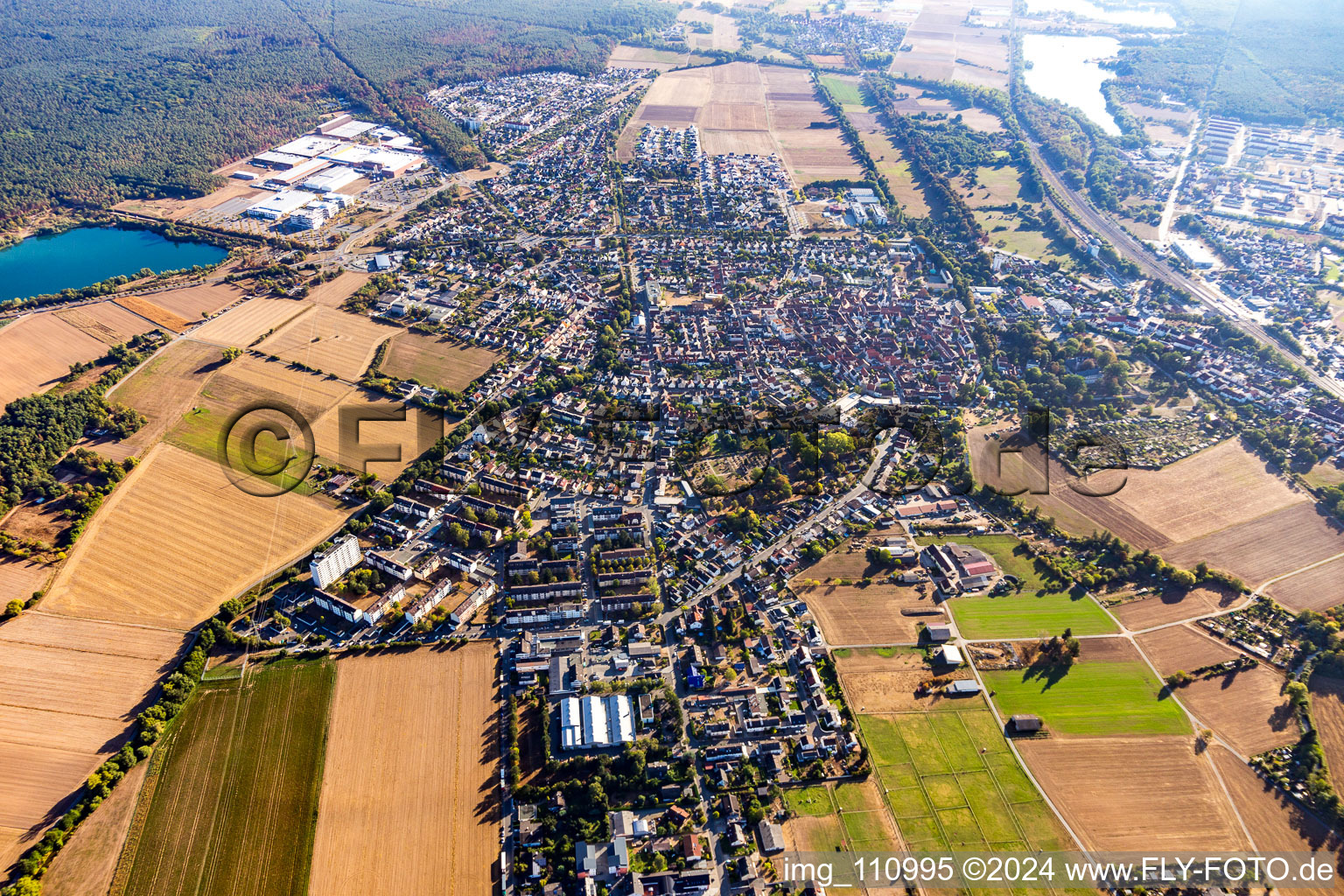 Drone recording of Babenhausen in the state Hesse, Germany