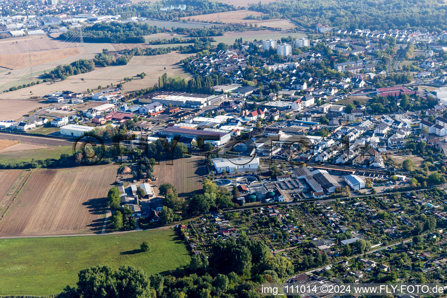 Seligenstadt in the state Hesse, Germany seen from a drone