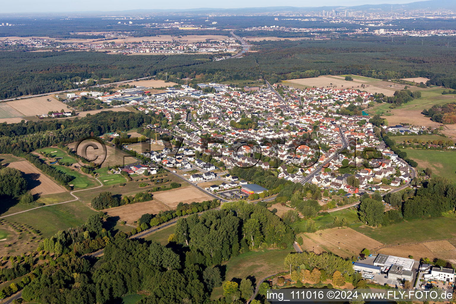 Aerial view of Seligenstadt in the state Hesse, Germany