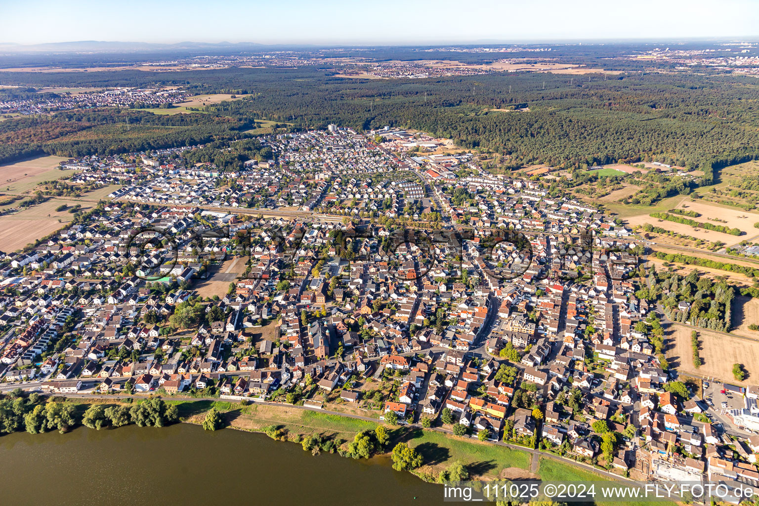 Aerial view of District Hainstadt in Hainburg in the state Hesse, Germany