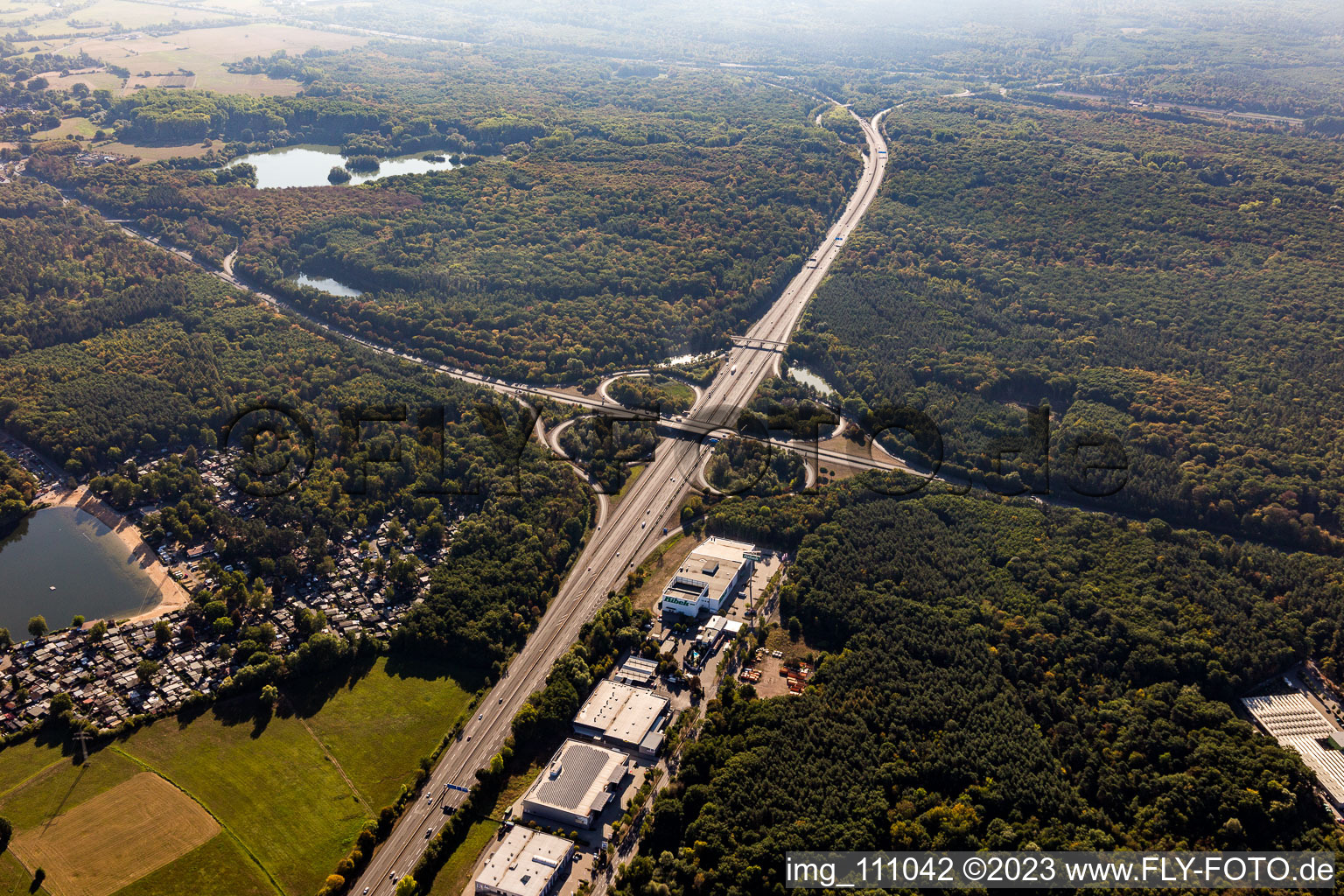 Aerial view of Cross A66/B8 in Hanau in the state Hesse, Germany
