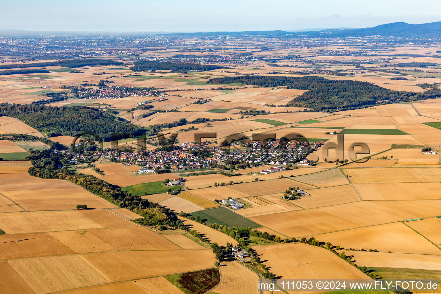 Aerial view of Erbstadt in the state Hesse, Germany