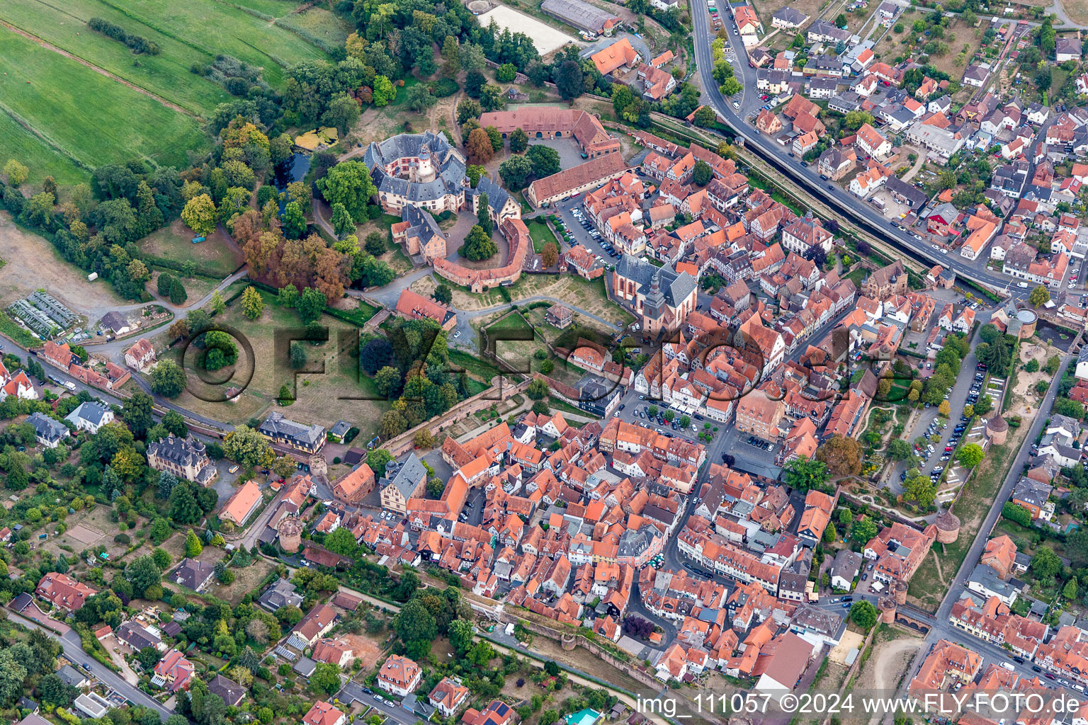 Aerial view of Castle Büdingen in Büdingen in the state Hesse, Germany