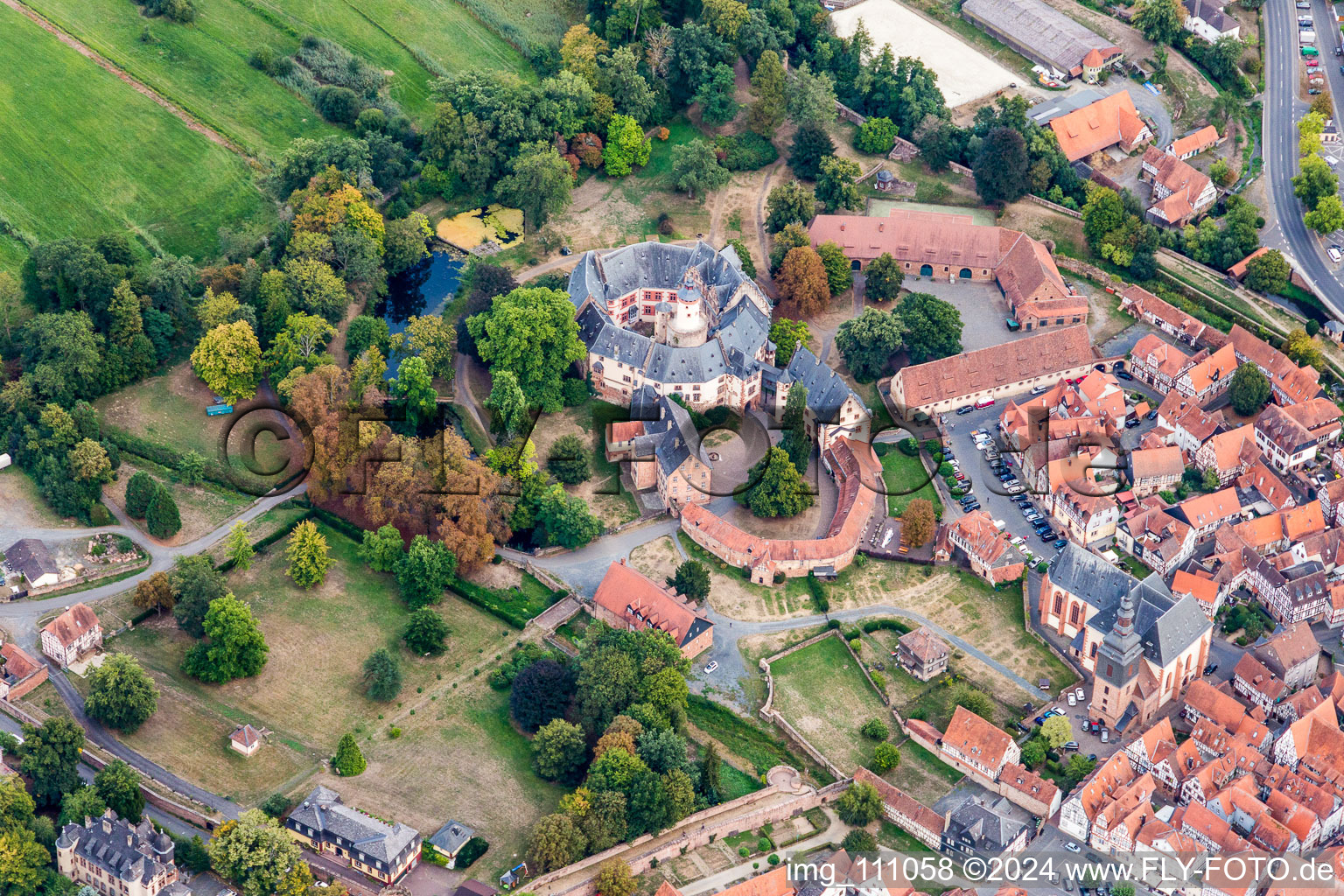 Aerial photograpy of Castle Büdingen in Büdingen in the state Hesse, Germany