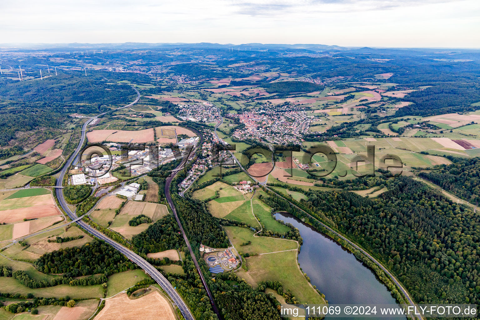 Aerial view of Steinau an der Straße in the state Hesse, Germany