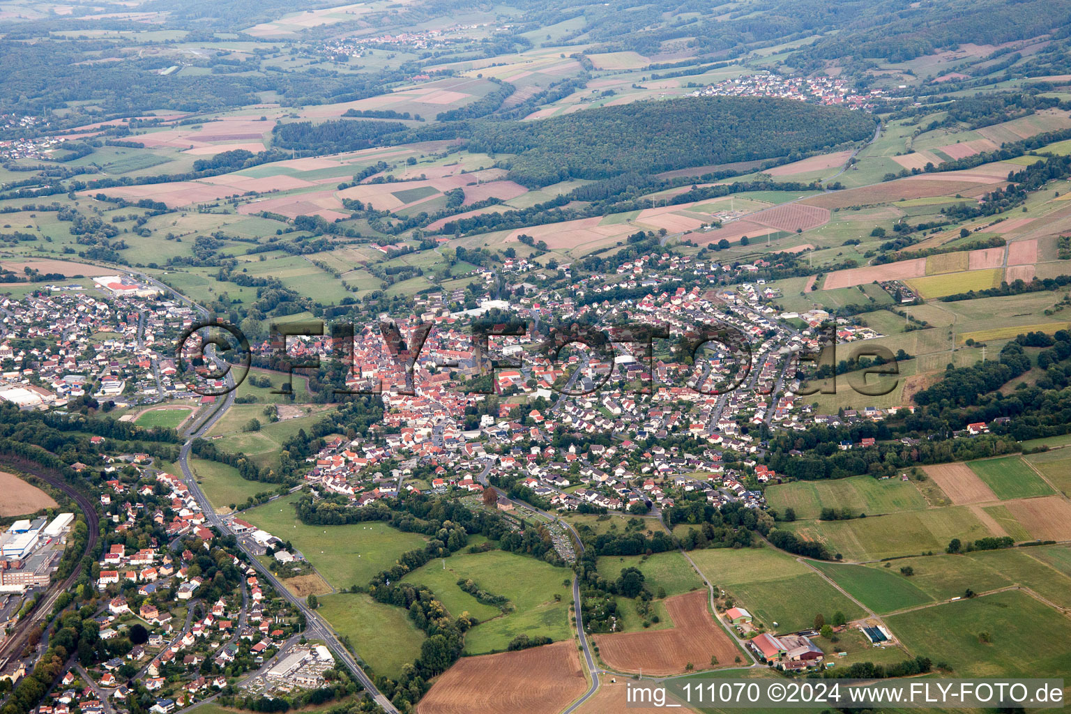 Aerial photograpy of Steinau an der Straße in the state Hesse, Germany