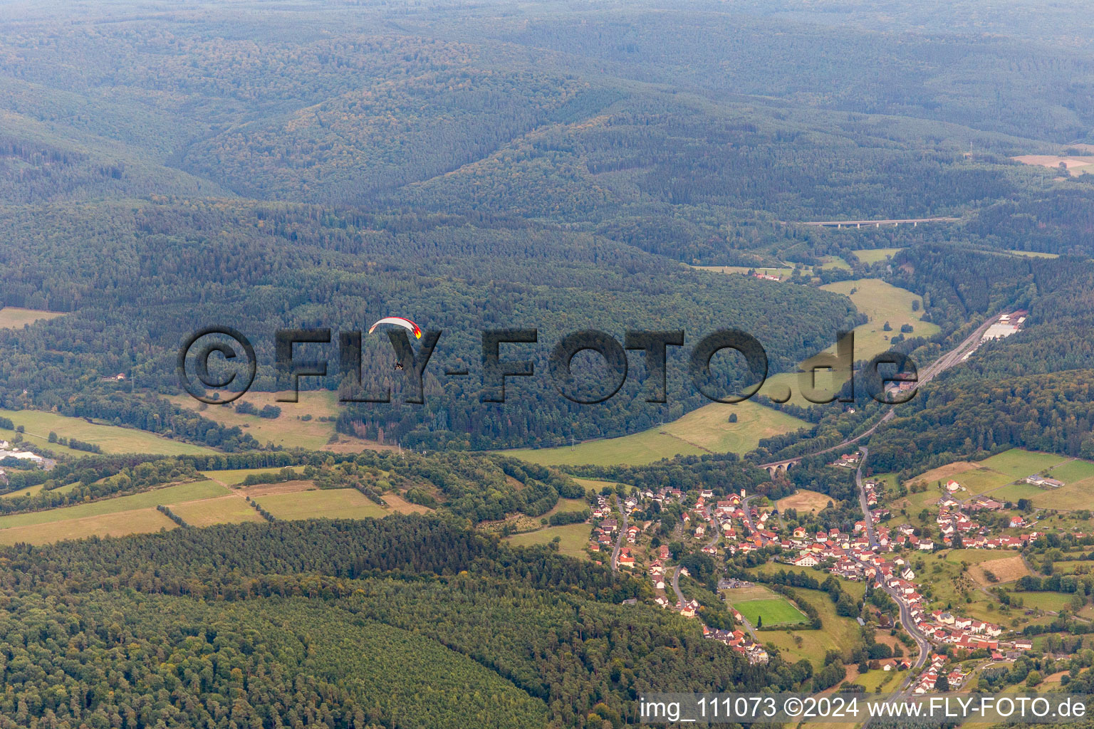 Aerial view of Heiligkreuz in the state Bavaria, Germany