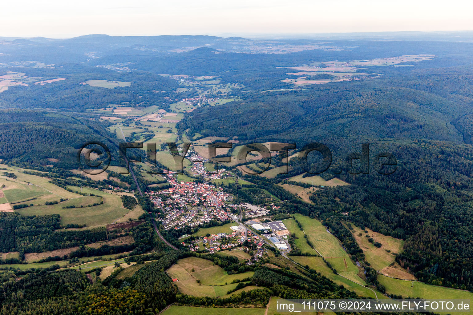 Aerial view of District Altengronau in Sinntal in the state Hesse, Germany