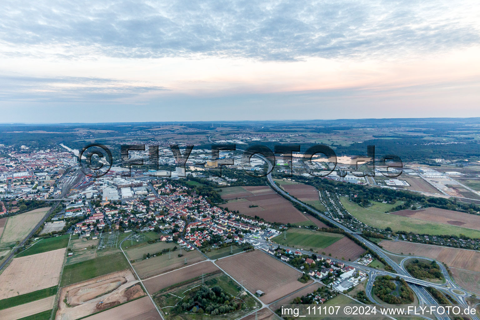 Schweinfurt in the state Bavaria, Germany seen from above