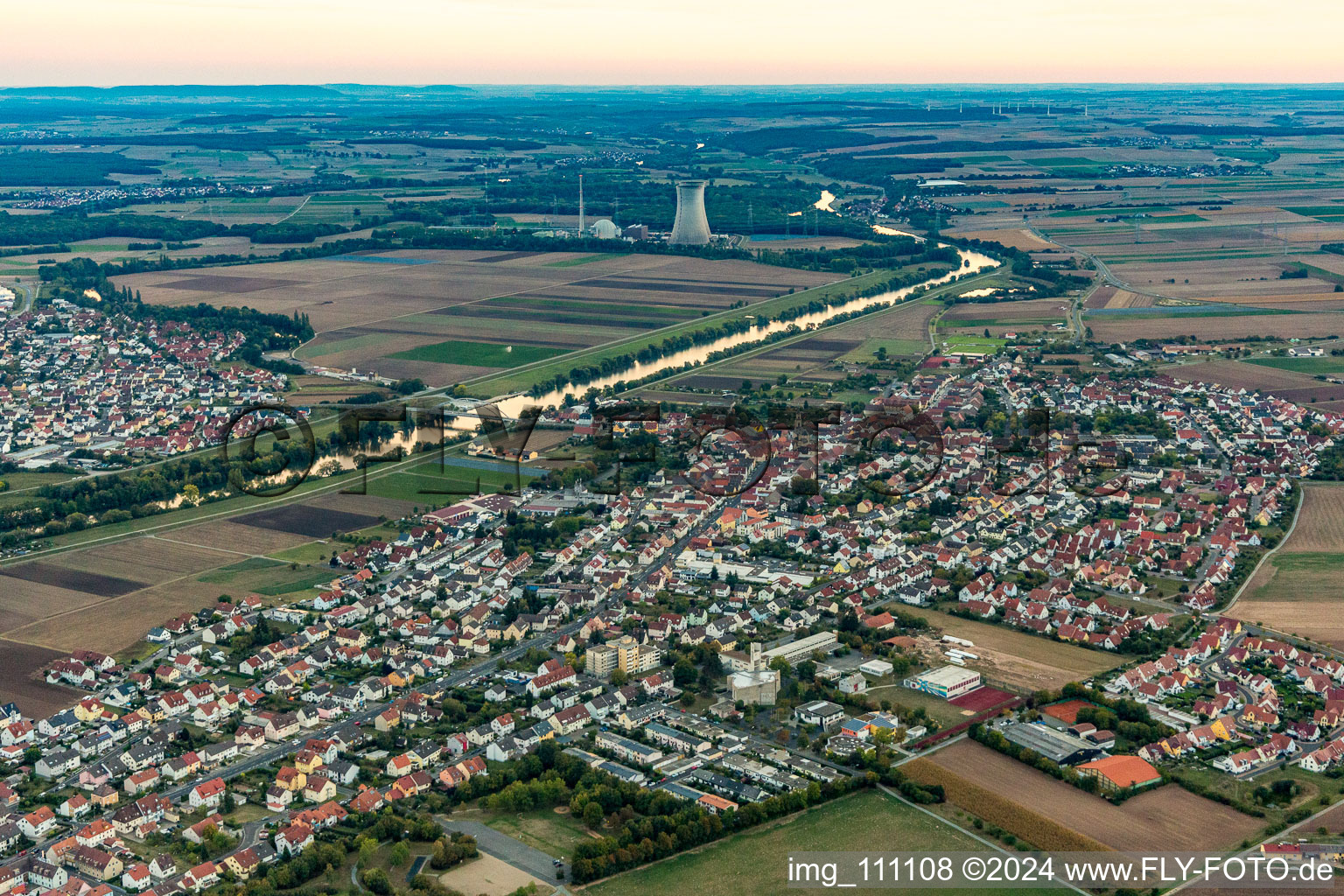 Aerial view of Bergrheinfeld in the state Bavaria, Germany