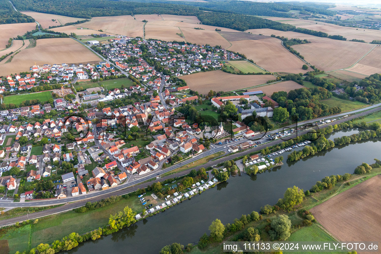 Jetties of the Motorboat Club Obertheres in the district Obertheres in Theres in the state Bavaria, Germany