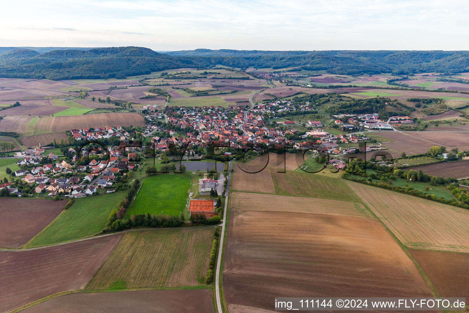 Aerial view of District Westheim in Knetzgau in the state Bavaria, Germany