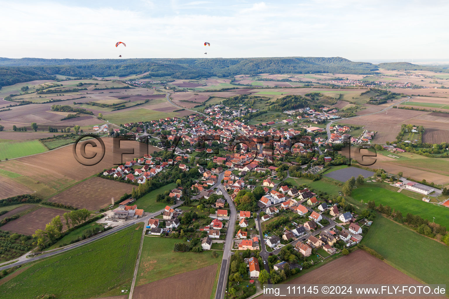 Aerial photograpy of District Westheim in Knetzgau in the state Bavaria, Germany