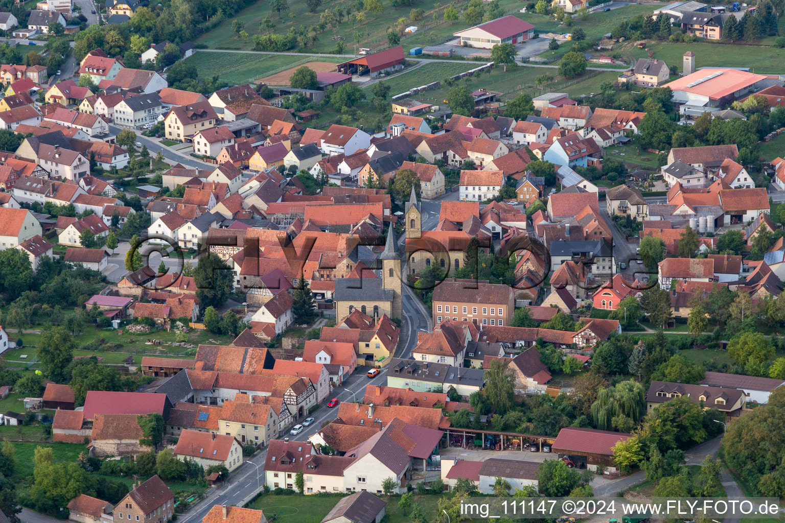 Oblique view of Westheim bei Haßfurt in the state Bavaria, Germany