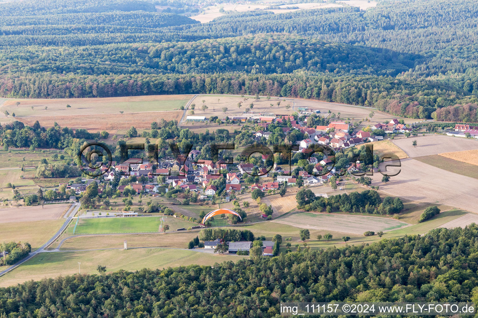 Aerial view of Fatschenbrunn in the state Bavaria, Germany