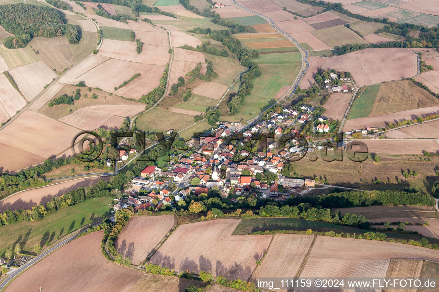 Aerial photograpy of District Theinheim in Rauhenebrach in the state Bavaria, Germany