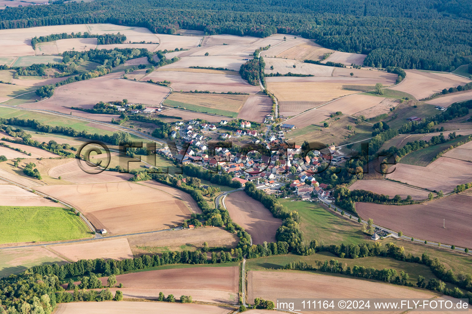 Oblique view of District Theinheim in Rauhenebrach in the state Bavaria, Germany