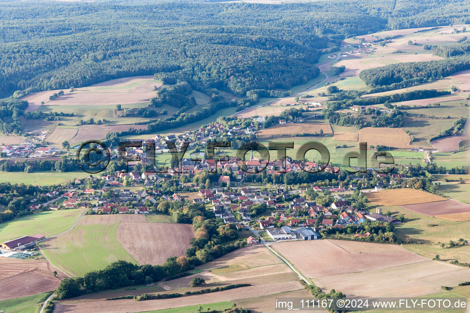 Burgwindheim in the state Bavaria, Germany seen from above