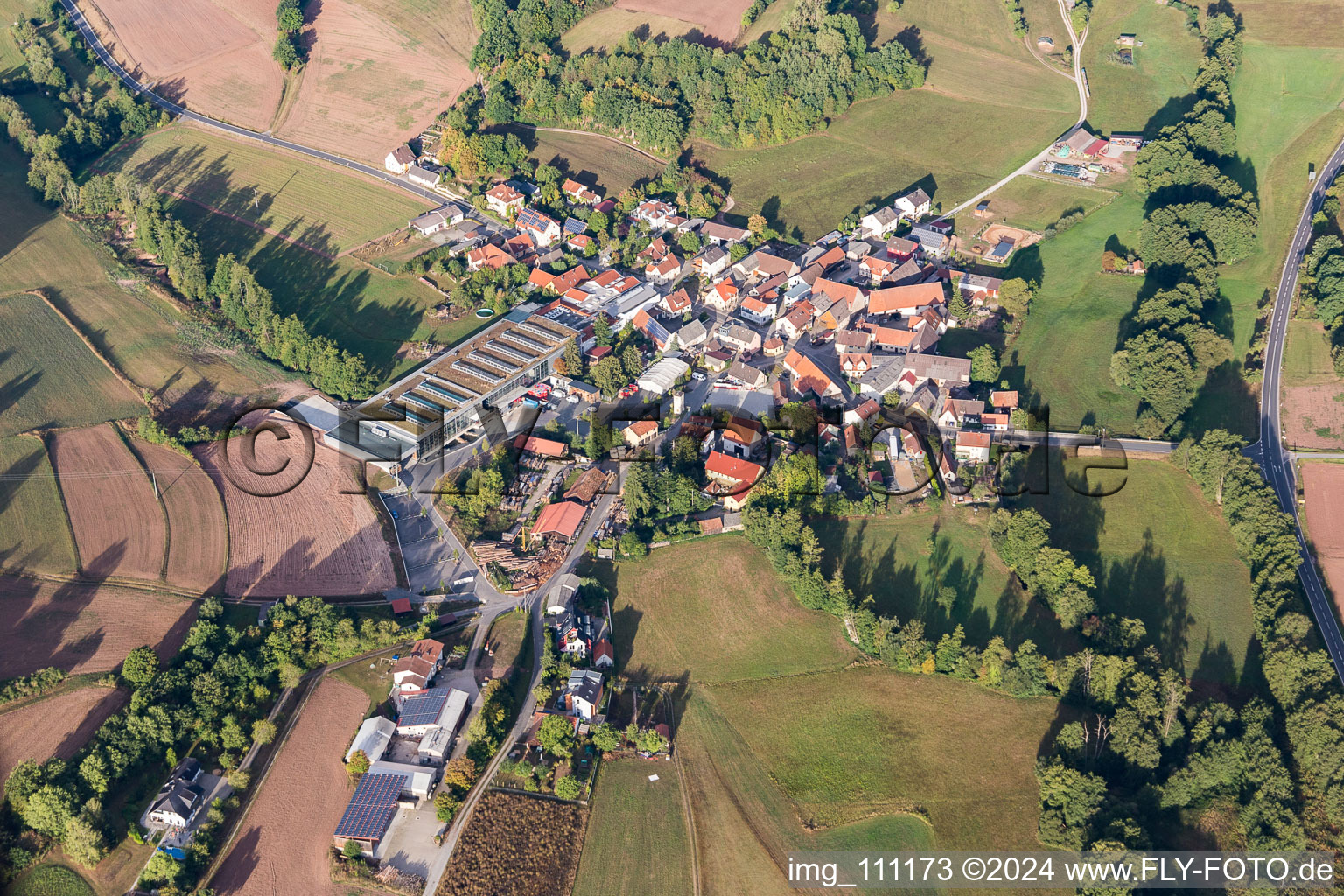 Aerial photograpy of District Untersteinach in Burgwindheim in the state Bavaria, Germany