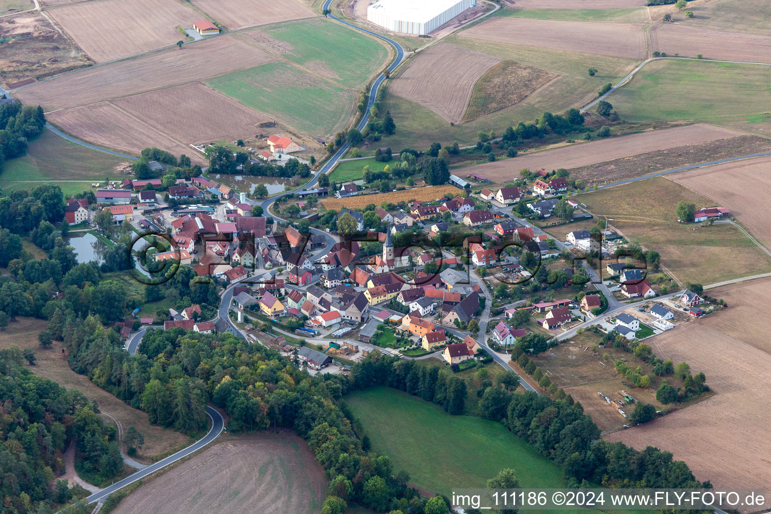 Aerial view of District Füttersee in Geiselwind in the state Bavaria, Germany