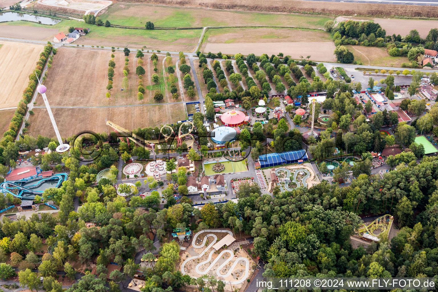 Oblique view of Leisure Centre - Amusement Park Freizeit-Land Geiselwind in Geiselwind in the state Bavaria, Germany