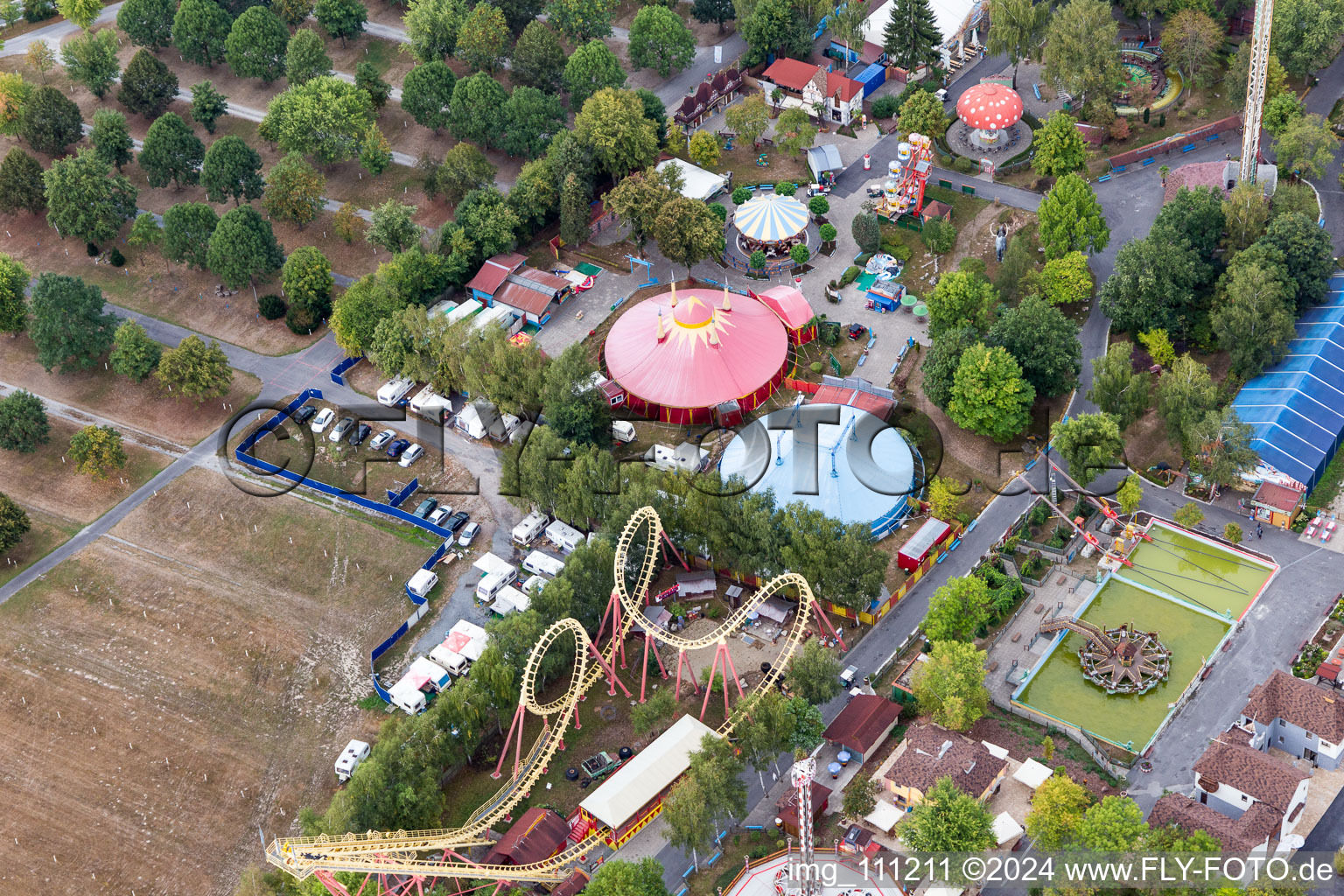 Leisure Centre - Amusement Park Freizeit-Land Geiselwind in Geiselwind in the state Bavaria, Germany from above