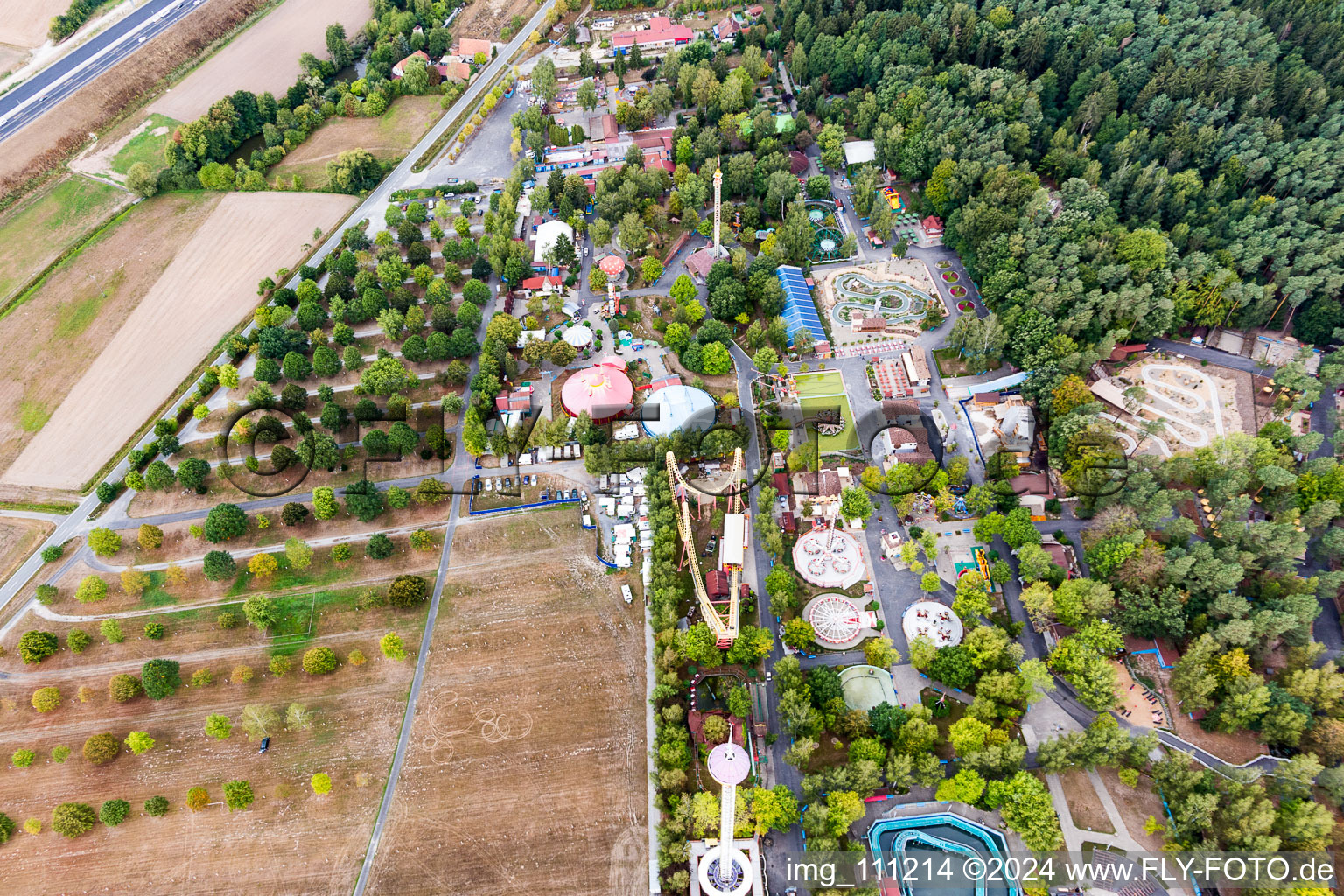 Leisure Centre - Amusement Park Freizeit-Land Geiselwind in Geiselwind in the state Bavaria, Germany from the plane