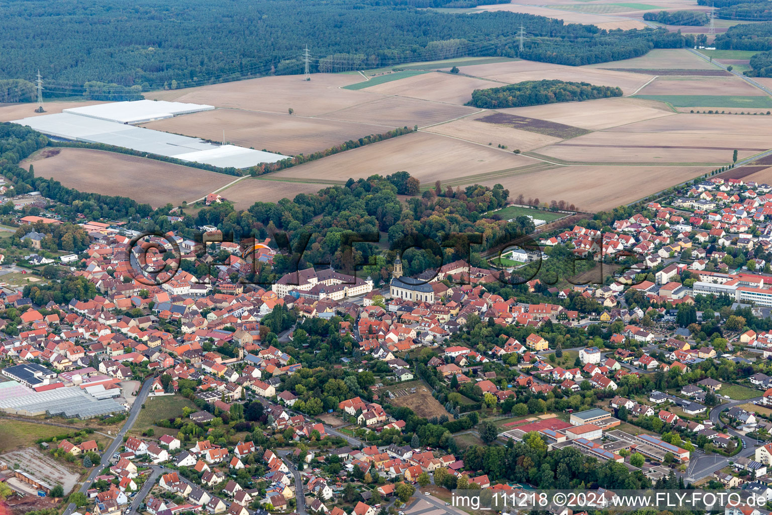 Aerial photograpy of Wiesentheid in the state Bavaria, Germany