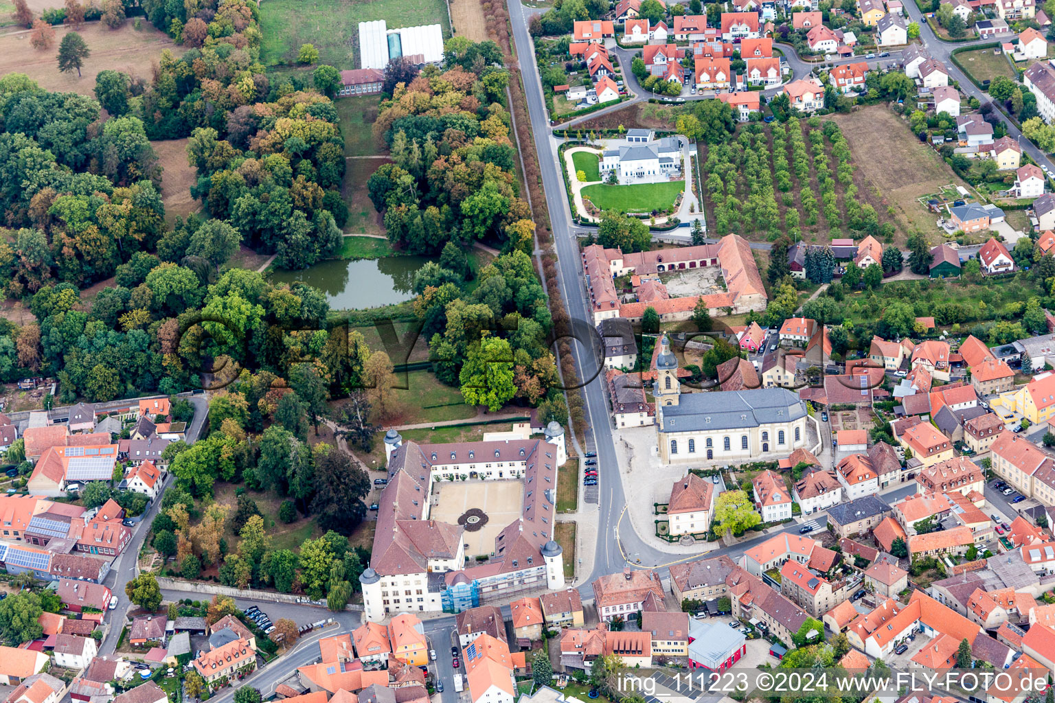 Wiesentheid in the state Bavaria, Germany from above