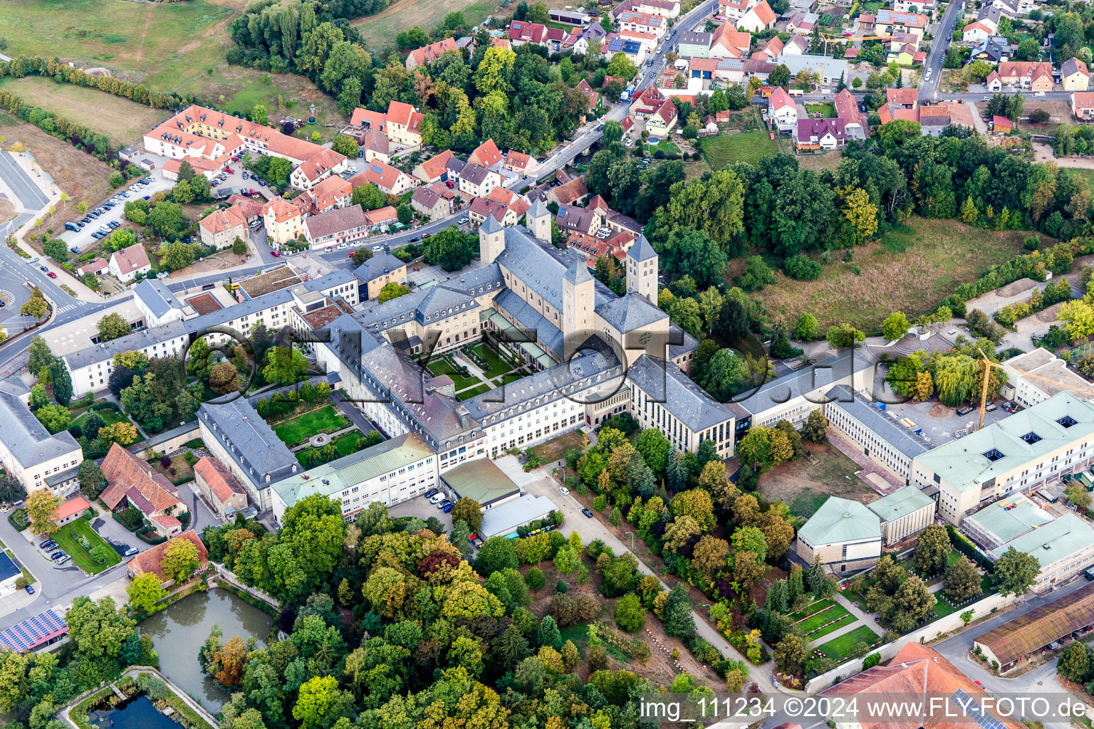 Complex of buildings of the monastery Abtei Muensterschwarzach in Schwarzach am Main in the state Bavaria, Germany