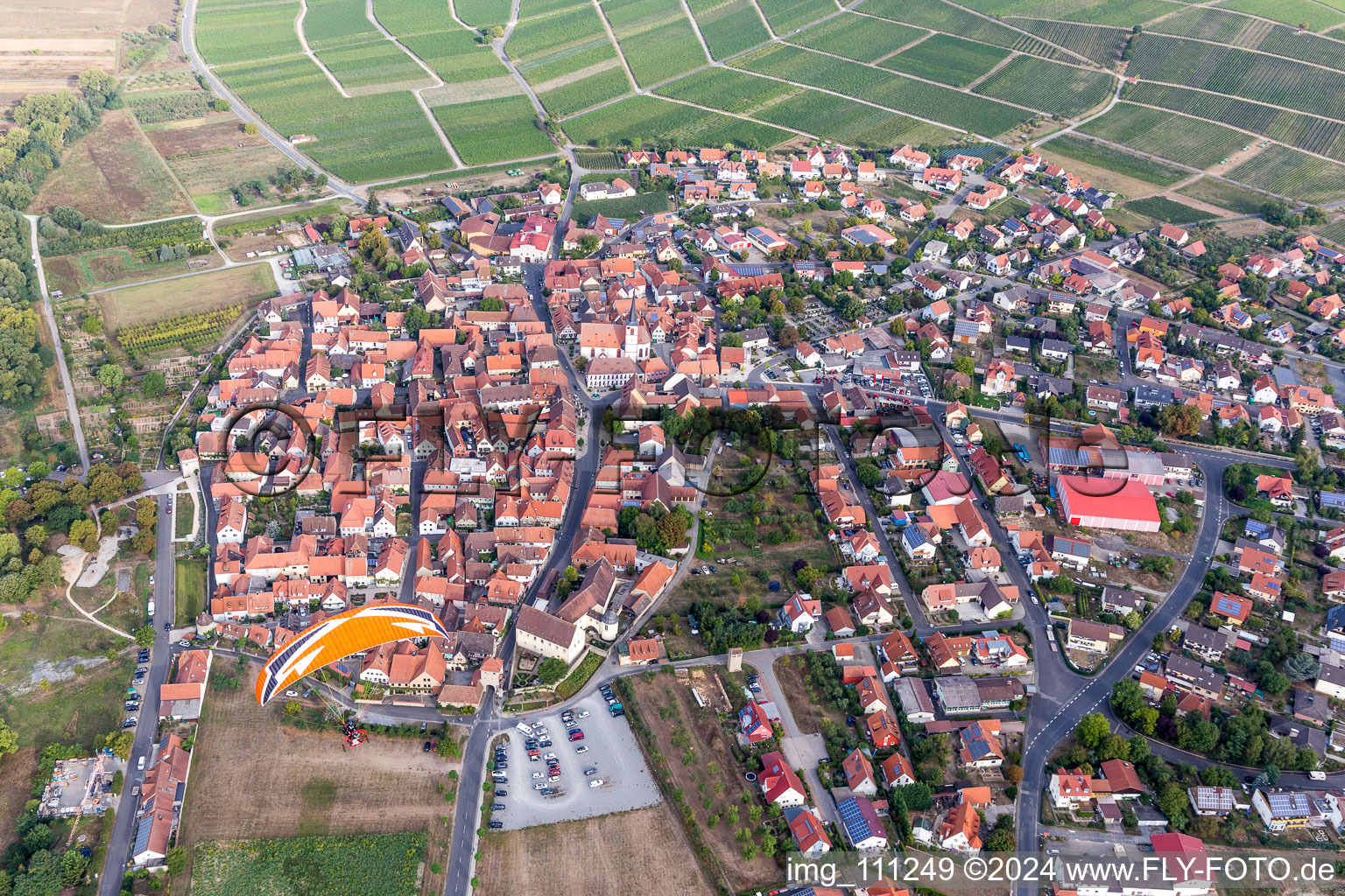 Drone image of Sommerach in the state Bavaria, Germany