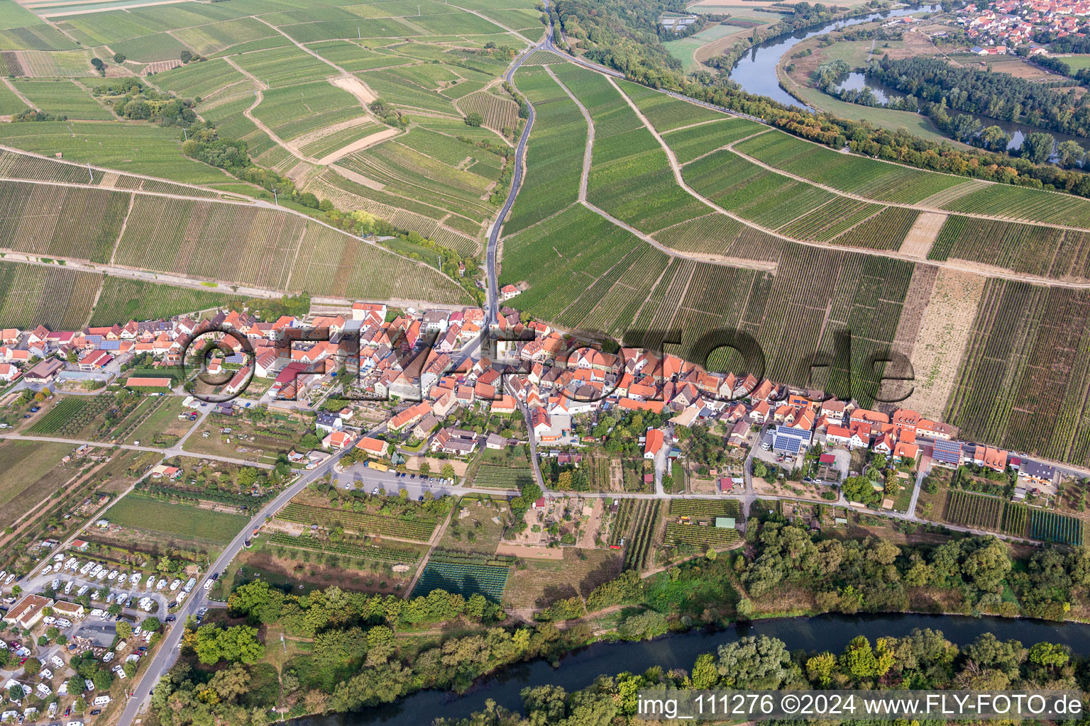 Wine town on the Main loop of Nordheim in the district Escherndorf in Volkach in the state Bavaria, Germany