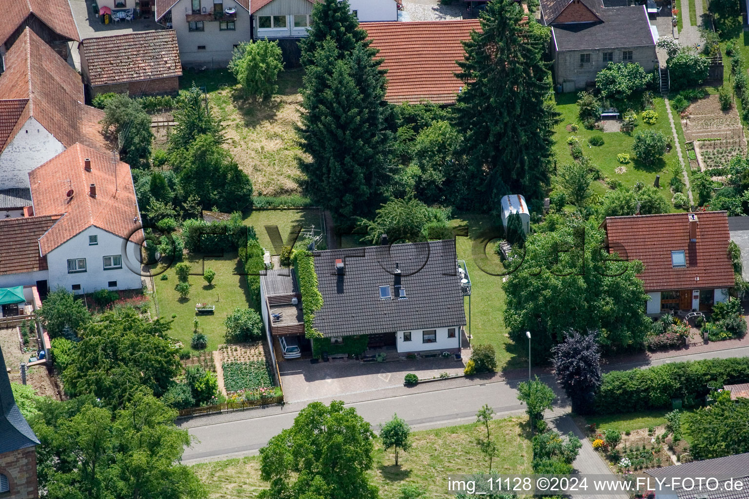 Bird's eye view of District Rechtenbach in Schweigen-Rechtenbach in the state Rhineland-Palatinate, Germany