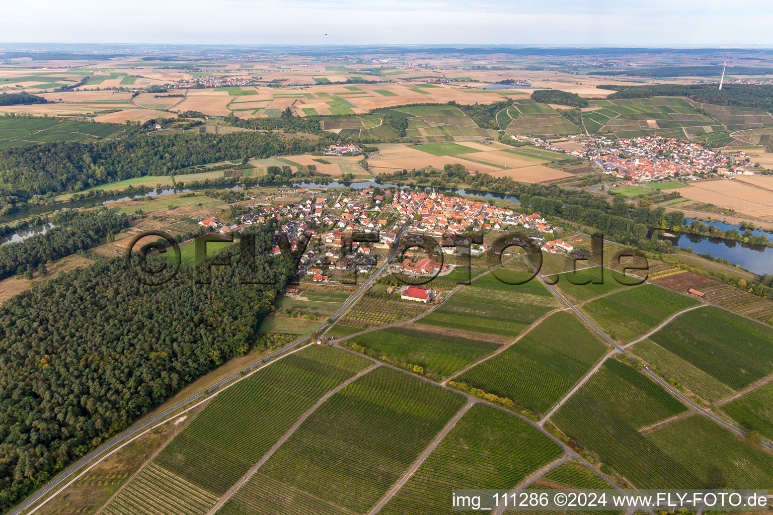 Bird's eye view of Fahr in the state Bavaria, Germany