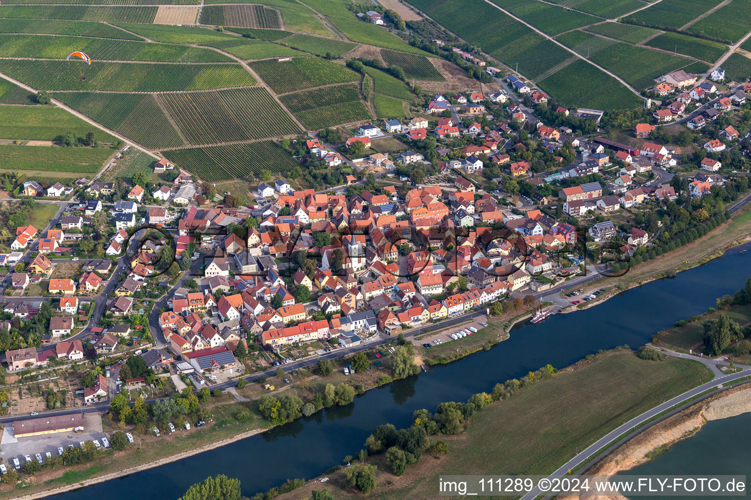 Oblique view of District Obereisenheim in Eisenheim in the state Bavaria, Germany