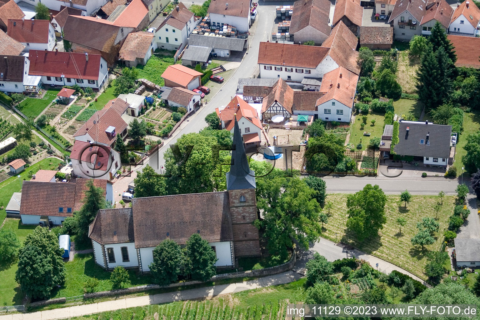 District Rechtenbach in Schweigen-Rechtenbach in the state Rhineland-Palatinate, Germany viewn from the air