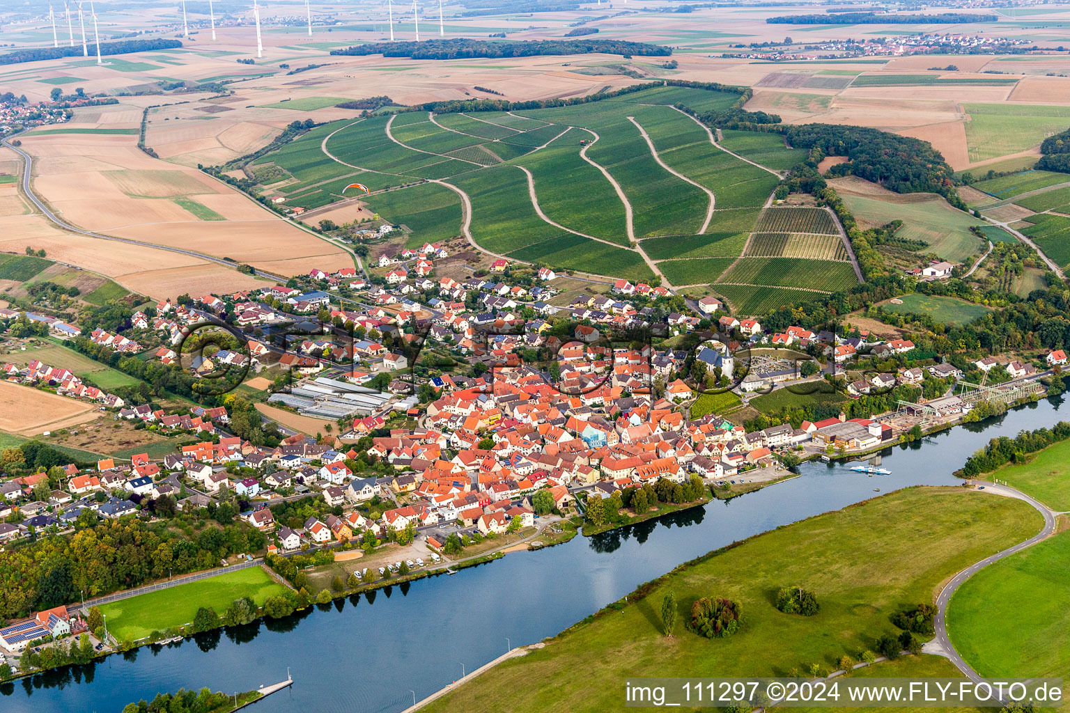 Wipfeld in the state Bavaria, Germany viewn from the air