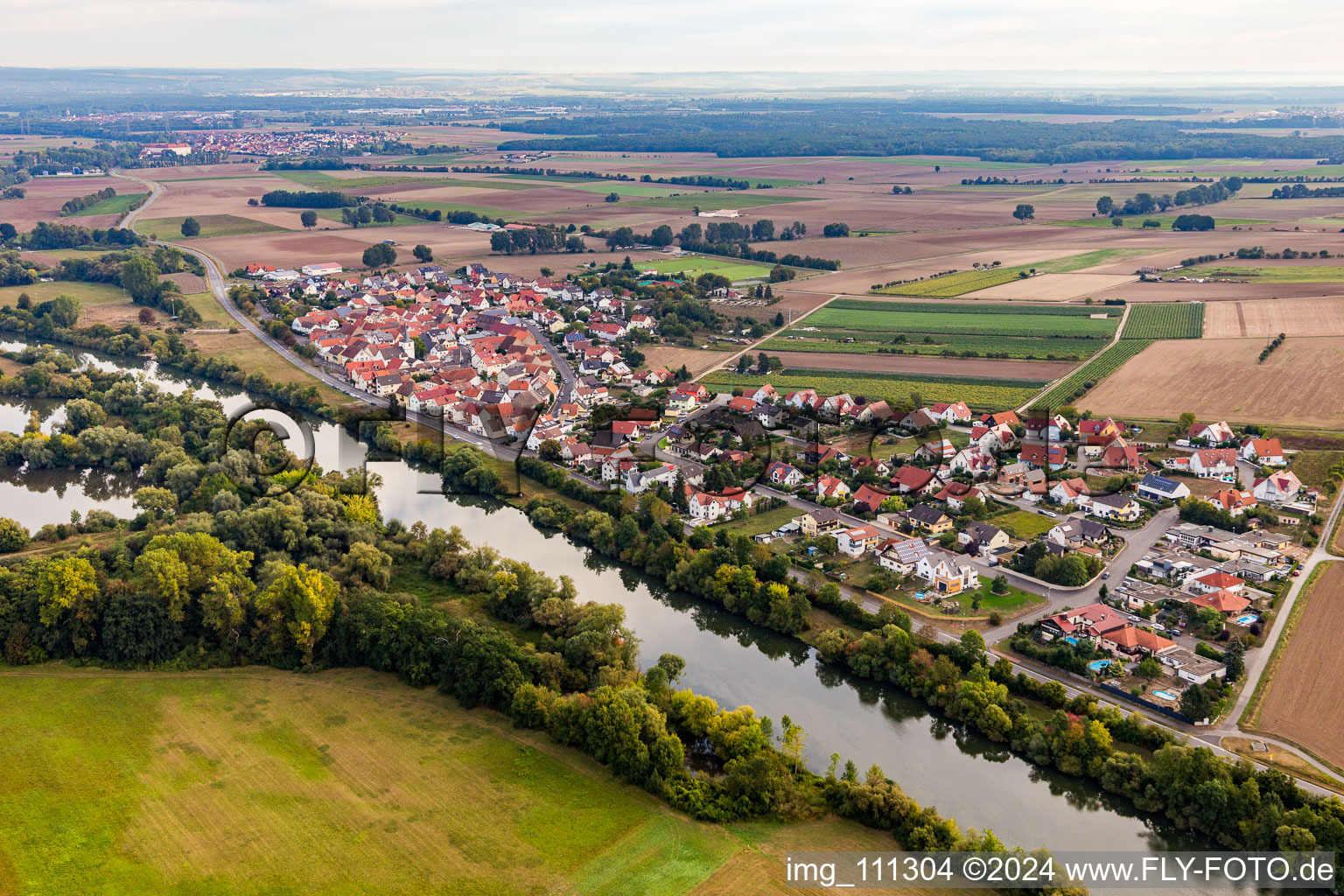 Hirschfeld in the state Bavaria, Germany viewn from the air