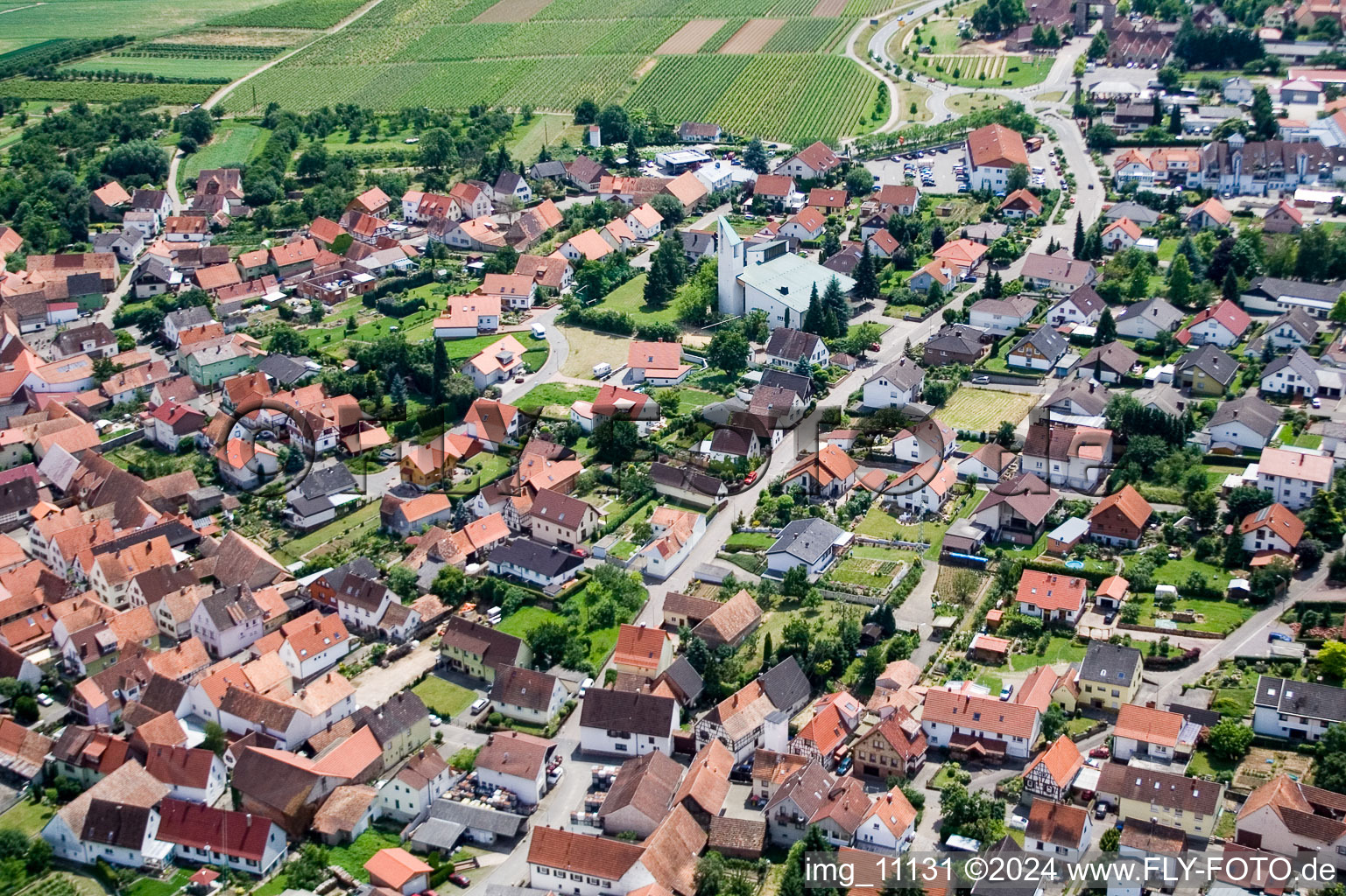 Drone recording of District Rechtenbach in Schweigen-Rechtenbach in the state Rhineland-Palatinate, Germany