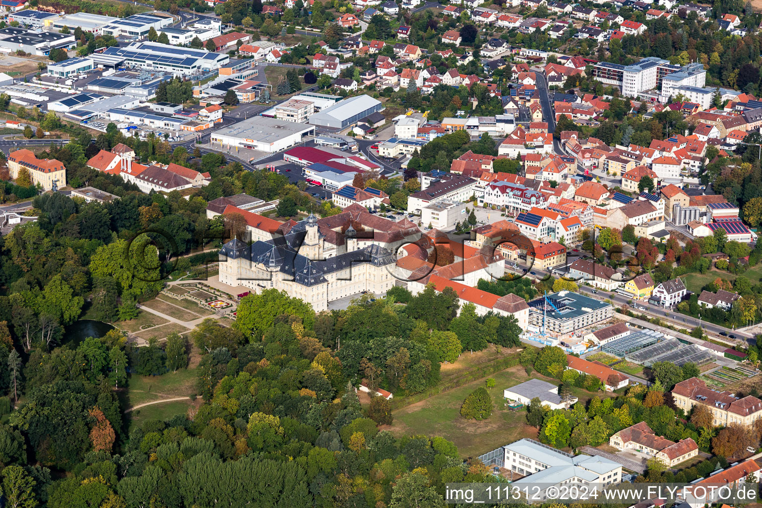 Aerial view of Lock in Werneck in the state Bavaria, Germany