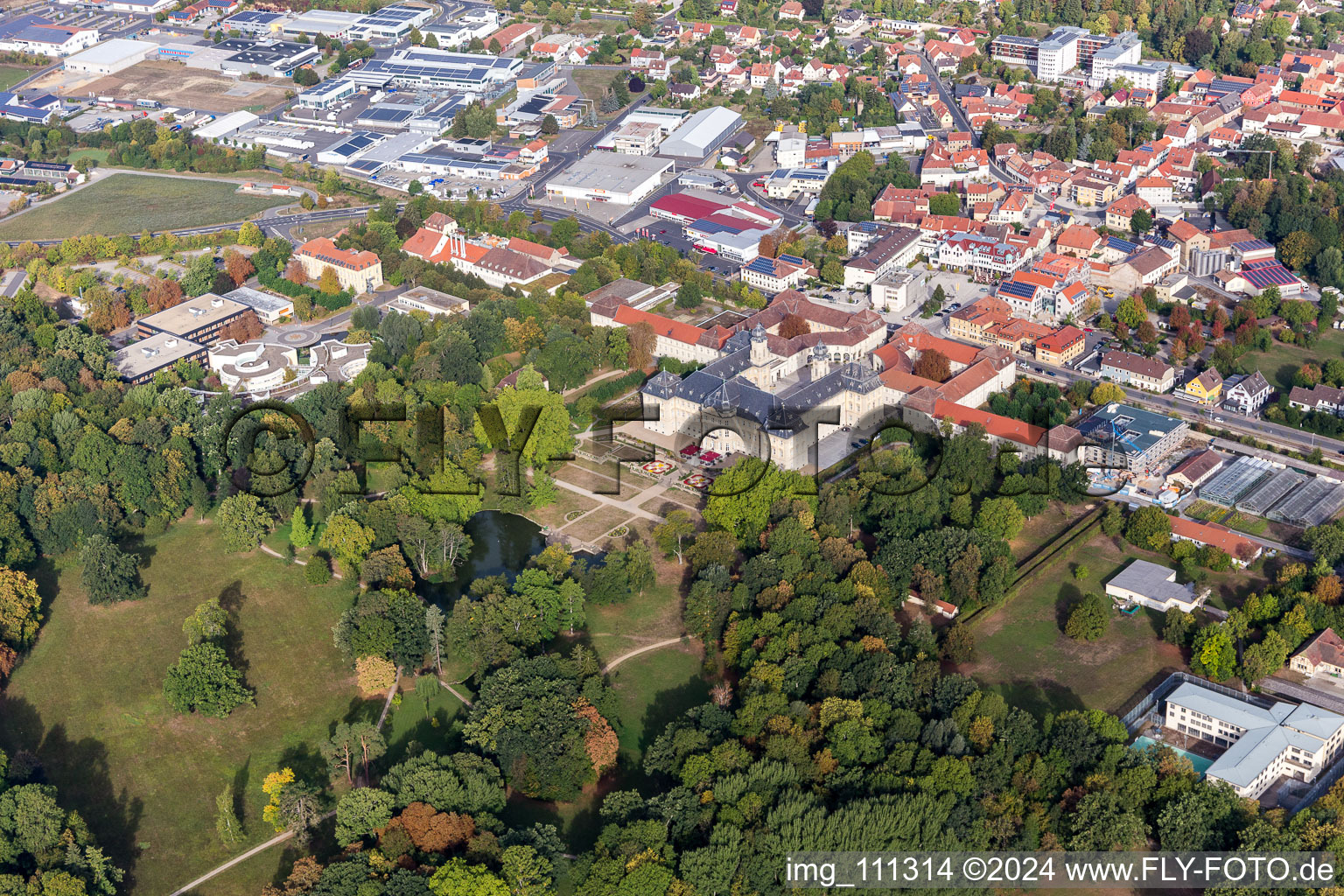 Aerial photograpy of Lock in Werneck in the state Bavaria, Germany